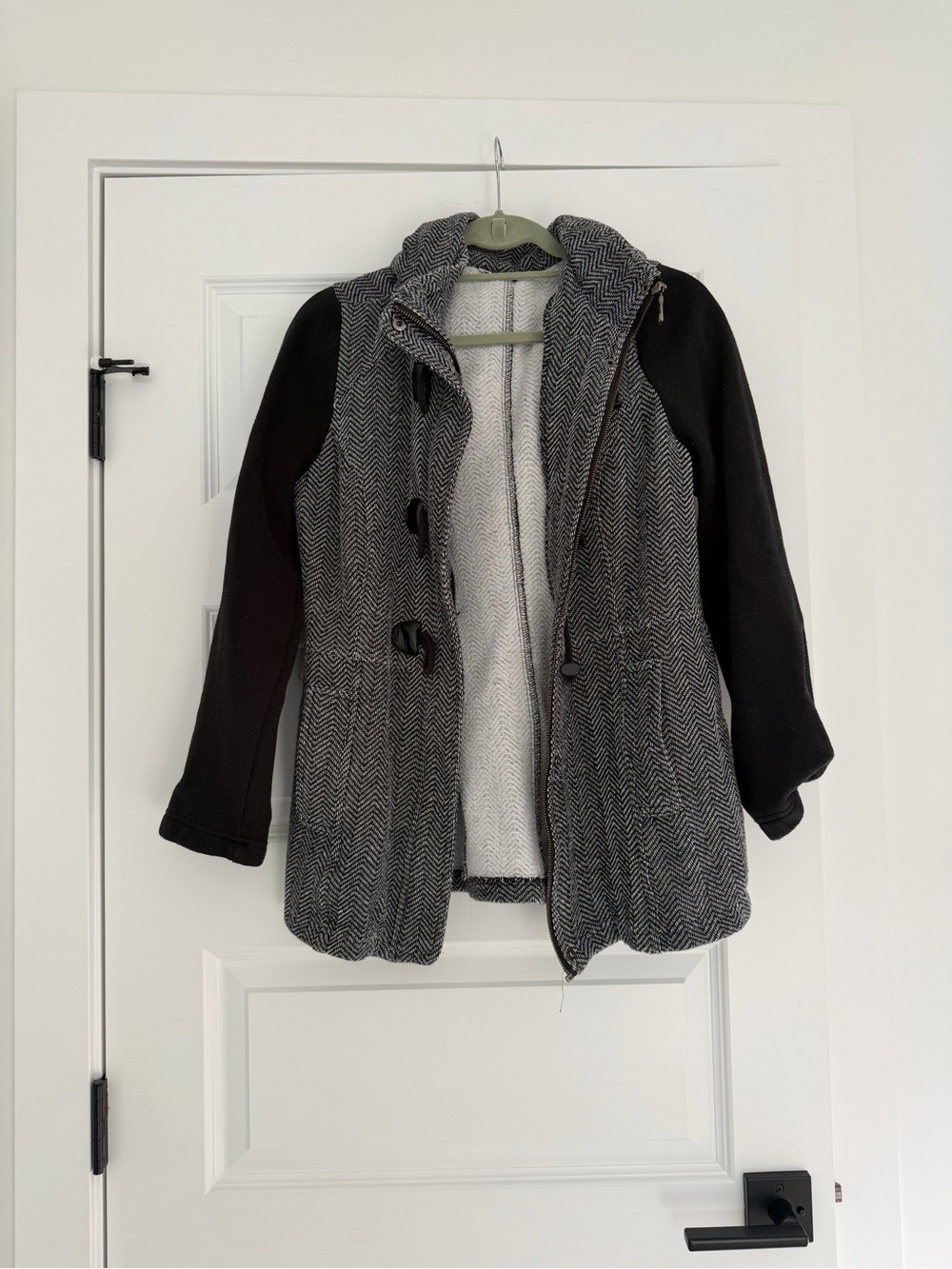 Ricki's Gray Herringbone Coat with Black Sleeves